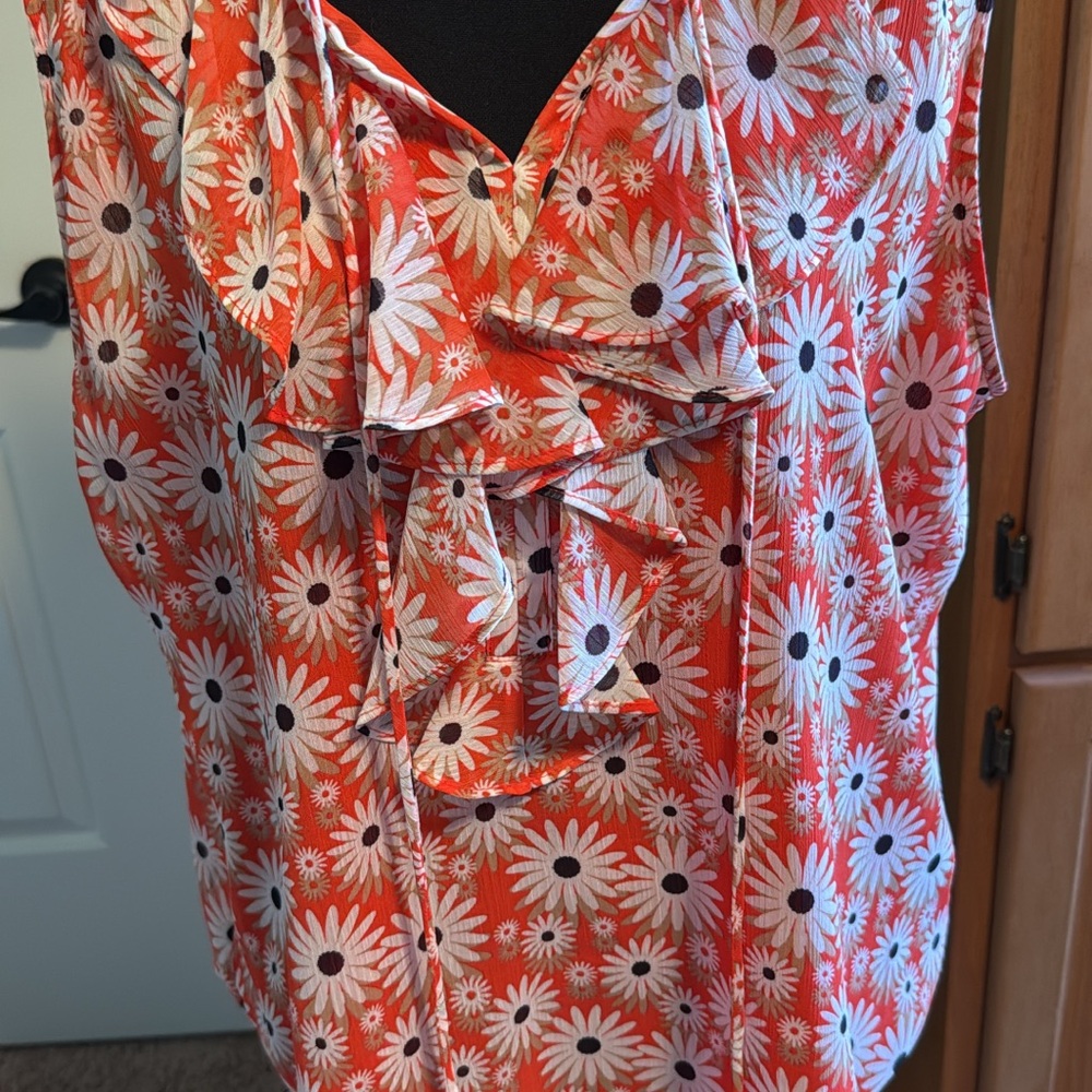 Tommy Hilfiger Red Floral Sleeveless Blouse